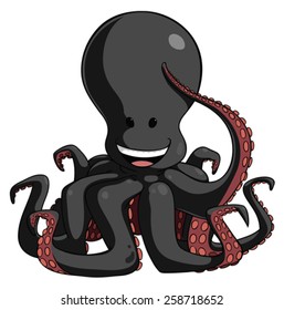 Cute cartoon octopus isolated on a white background