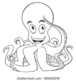 Cute Cartoon Octopus Isolated On White Stock Vector (Royalty Free ...