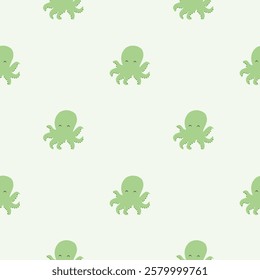 Cute cartoon Octopus seamless pattern background. Sea animals illustration pattern. Sea life background. Perfect for fashion clothes, shirt, fabrics, textiles, wallpaper, decor, print, packaging. 