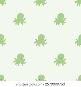 Cute cartoon Octopus seamless pattern background. Sea animals illustration pattern. Sea life background. Perfect for fashion clothes, shirt, fabrics, textiles, wallpaper, decor, print, packaging. 