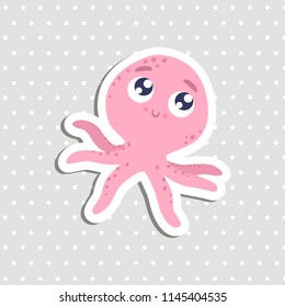 Cute cartoon octopus sticker