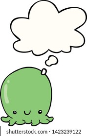 cute cartoon octopus with thought bubble
