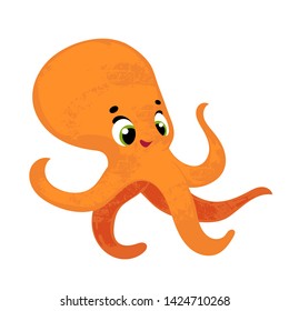 Cute cartoon octopus. Vector illustration in children's style, for children's books, posters, stickers or room decor