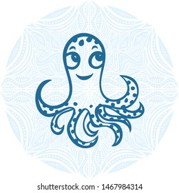 Cute cartoon octopus. Vector illustration