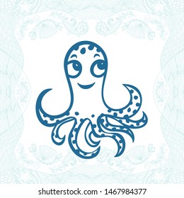 Cute cartoon octopus. Vector illustration