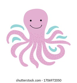 Cute cartoon octopus. Vector illustration