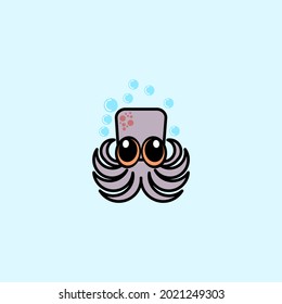 cute cartoon octopus vector illustration for children's book or mascot logo