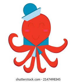 Cute cartoon octopus. Vector illustration