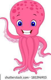 Cute cartoon octopus waving