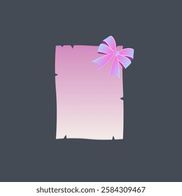 Cute Cartoon Old Paper With Pink Blue Yellow Bow Vector Design