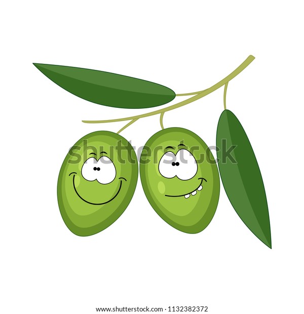 Cute Cartoon Olives Character Vector Illustration Isolated On White Background 