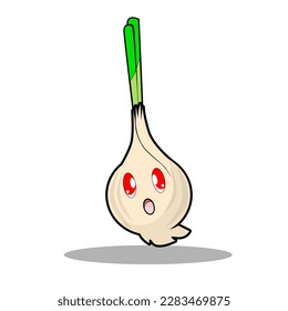 Caricatura ligera cebolla personaje vegetal