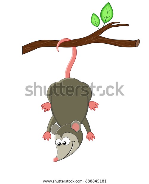 Cute Cartoon Opossum Vector Illustration Smiling Stock Vector (Royalty