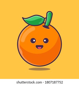 süße Cartoon-Orange, mit orangefarbenem Hintergrund, EPS10