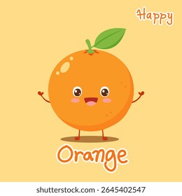 Cute Cartoon Orange Character Illustration with Smiling Face on Yellow Background