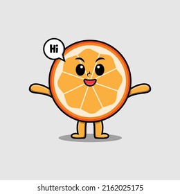 Cute cartoon orange fruit character with happy expression in modern style design