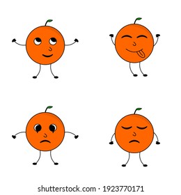 süßer Cartoon-Orange-Obstset