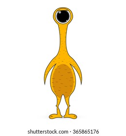 Cute Cartoon orange Monster on white background