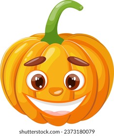 Calabaza naranja de dibujos animados. Calabaza vectora. Ilustración vegetal para el menú del mercado de los agricultores. Diseño de alimentos saludables. Ilustración del vector