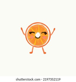 Cute cartoon orange slice. Vector illustration