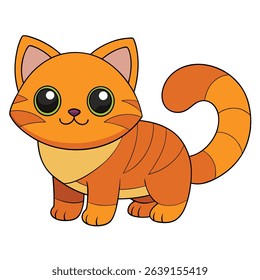Cute cartoon orange tabby cat, perfect for children's books or educational materials.