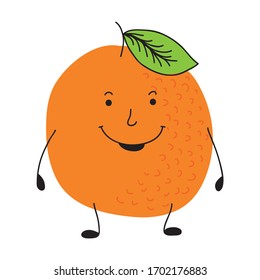 Cute cartoon orange. Vector illustration