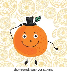 Cute cartoon orange. Vector illustration