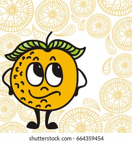 Cute cartoon orange. Vector illustration.