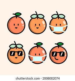 cute cartoon orange vector set