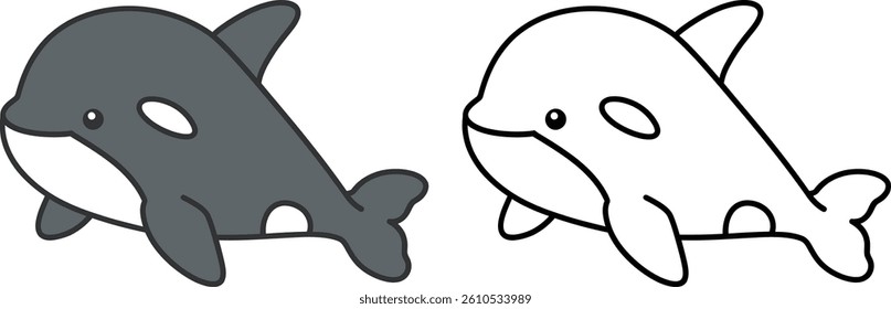 Cute Cartoon Orca Illustration Coloring Book