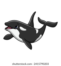 Cute cartoon orca a swimming