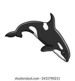 Cute cartoon orca a swimming