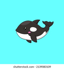 Cute cartoon orca. Vector illustration