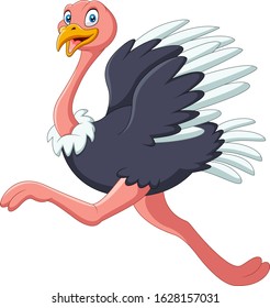 A cute cartoon ostrich running