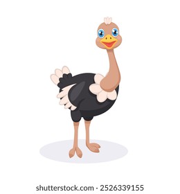 Avestruz de desenhos animados bonito, avestruz bebê animal selvagem. Natureza selvagem pequeno avestruz ilustração vetor isolado no fundo branco.