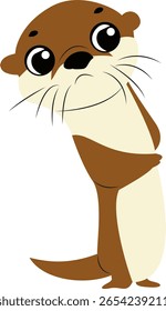 Cute Cartoon Otter Illustration Design Peeking hand drawn