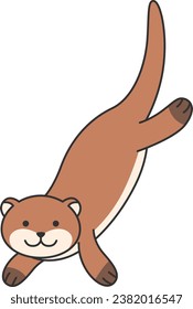 Cute cartoon otter on a white background. Vector illustration.