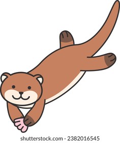 Cute cartoon otter. Vector illustration isolated on white background.