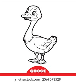  A cute cartoon outline of a goose for children's coloring  illustration vector