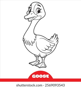  A cute cartoon outline of a goose for children's coloring  illustration vector