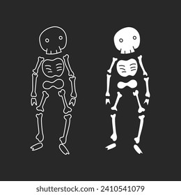 cute cartoon outlined skeleton illustration