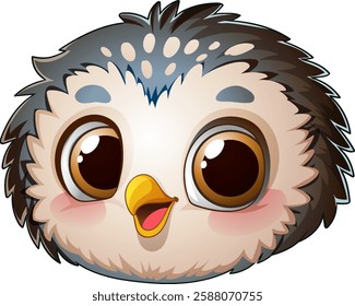 Cute cartoon owl with big expressive eyes