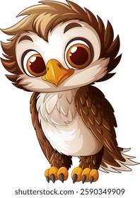 Cute cartoon owl with big expressive eyes