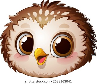 Cute cartoon owl with big expressive eyes