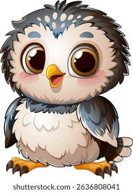 Cute cartoon owl with big expressive eyes