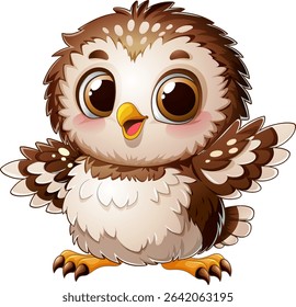Cute cartoon owl with big expressive eyes
