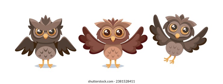 Cute Cartoon Owl With Big, Round Eyes, Fluffy Feathers, And Friendly Smile, Exuding Endearing Charm, Vector Illustration