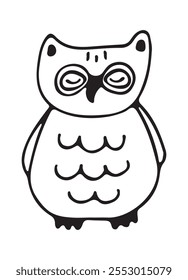 Cute cartoon owl. Owl bird isolated on white background. Vector illustration.