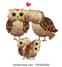 Cute Cartoon Owl Family Vector Image Stock Vector (Royalty Free) 1592014420