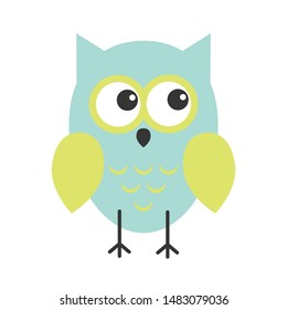 Cute cartoon owl in flat design for greeting card, invitation and logo
